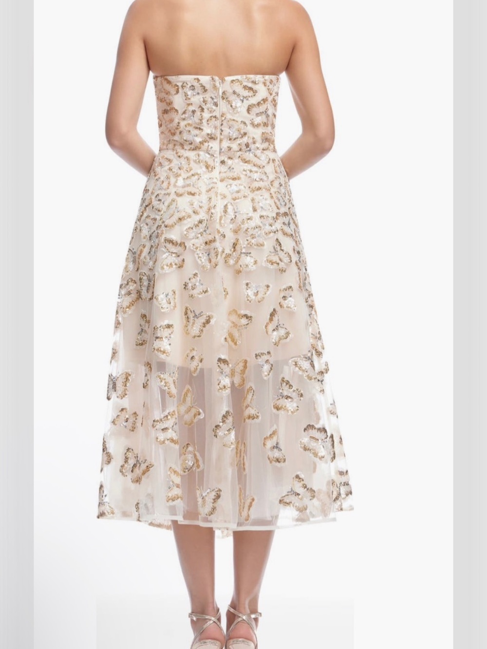 Dress the Population Champagne Butterfly Sequin Midi Dress - Picture 3 of 5